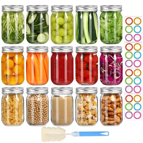 Mcupper Mason Jars 16 oz with Lids and Bands, 15 Pack Regular Mouth ...