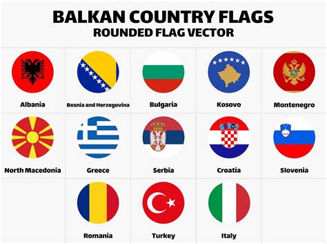 Balkan Country Flags Flat rounded 7447200 Vector Art at Vecteezy