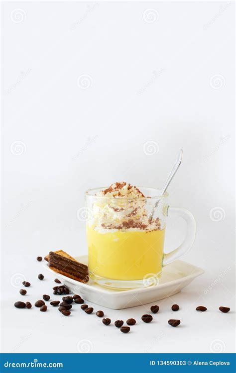 Italian Cream Hot Alcohol Drink - Bombardino. Stock Image - Image of ...