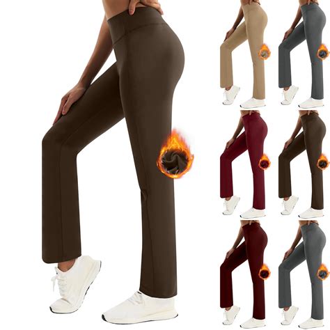 CFLVAEK Women's Fleece Lined Leggings Thermal Winter Fall Tights Comfy ...