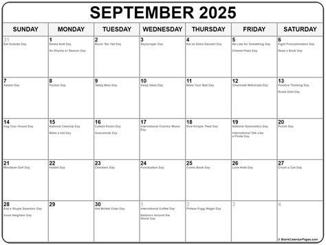 National Days September 2025 Calendar - Printable Calendar 2026