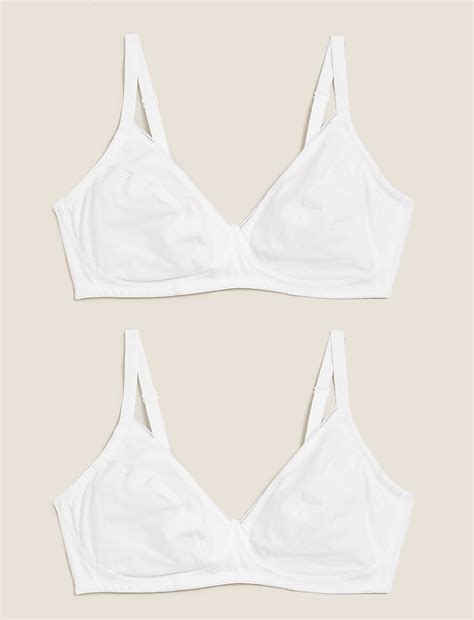 Buy 2pk Cotton Rich Non Wired Full Cup Bras A-E at Marks & Spencer