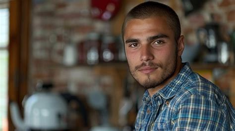 Man in plaid shirt standing in kitchen | Premium AI-generated image