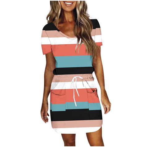 SMihono Summer Dresses for Women 2025 Striped A-Line Boho Sundress ...