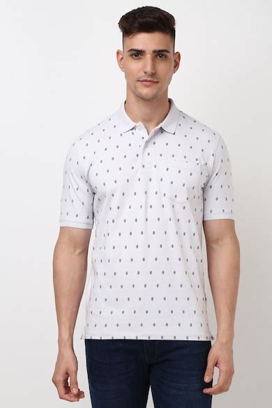 Buy Men Grey Print Polo Neck Collar T-shirt Online - 39685745 | Peter ...