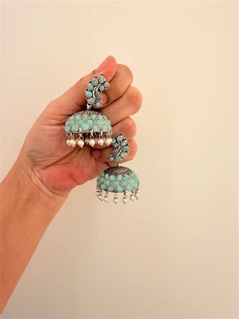 Kaiva Jhumka Sea Blue Stone – Label DKI