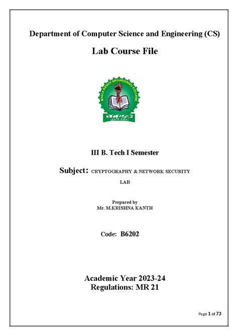 CNS Labmanual 2024 - cns lab - Department of Computer Science and ...