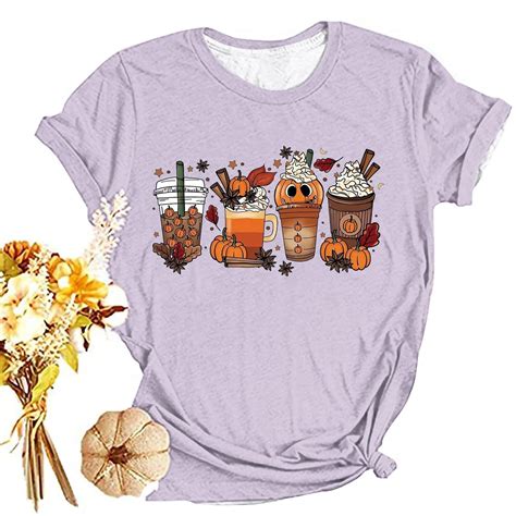 Lilgiuy Thankful Grateful Blessed Shirts for Women Thanksgiving Pumpkin ...