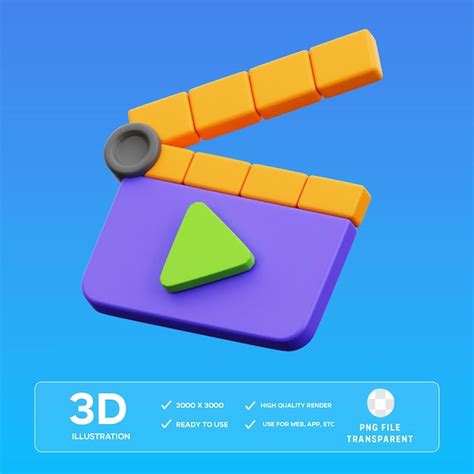 Psd clapper board 3d illustration | Premium PSD
