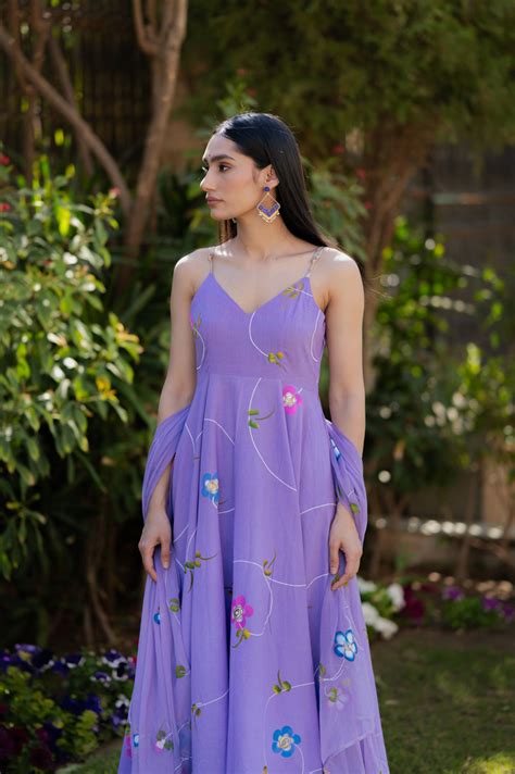 Purple Floral Handpainted Suit set – House of Baisa