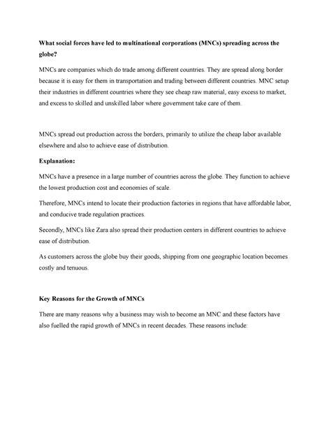 What social forces have led to multinational corporations - They are ...