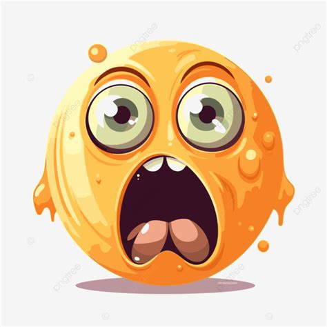 Scared Face, Sticker Clipart Cartoon Sick Surprised Yellow Rabid Vector ...