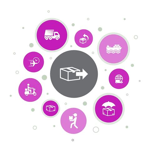 Delivery infographic 10 steps bubble design.return, package, courier ...
