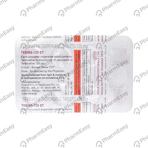 Tebina Dt 125 MG Tablet (7): Uses, Side Effects, Price & Dosage | PharmEasy