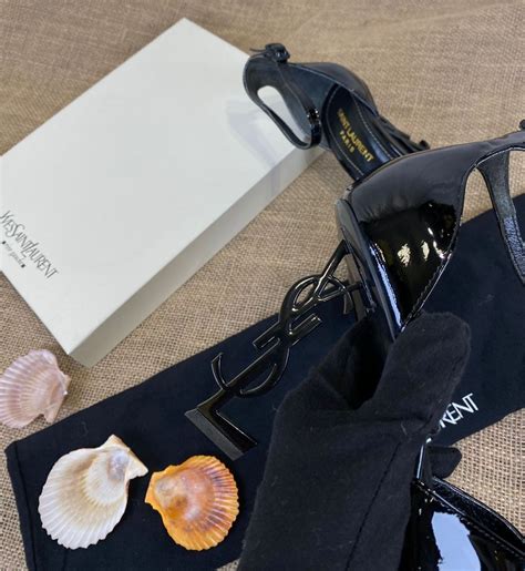 yves saint laurent ayakkabi topuklu 11 cm siyah rugan ysl logo