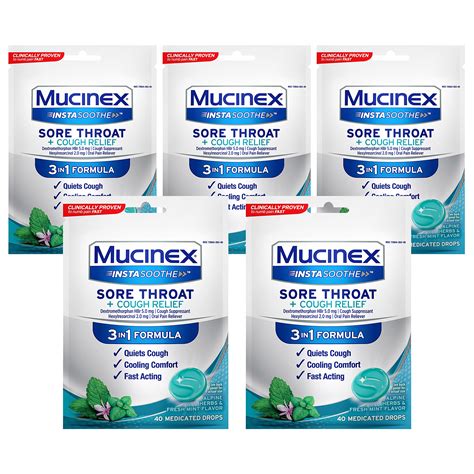 Mucinex InstaSoothe Sore Throat + Cough Relief - Alpine Herbs & Mint ...