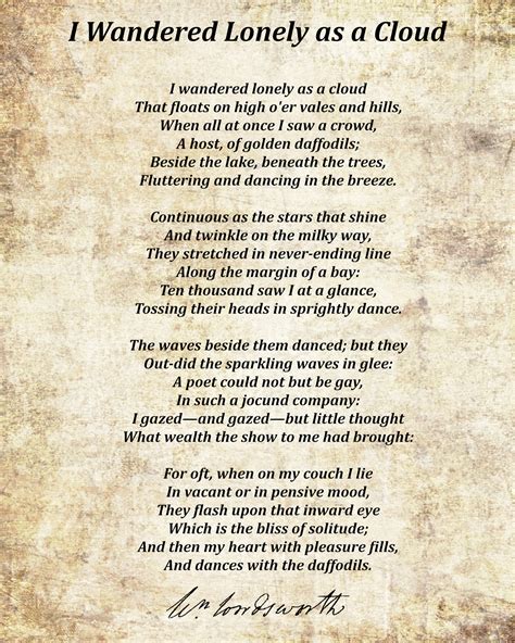 William Wordsworth I Wandered Lonely As A Cloud