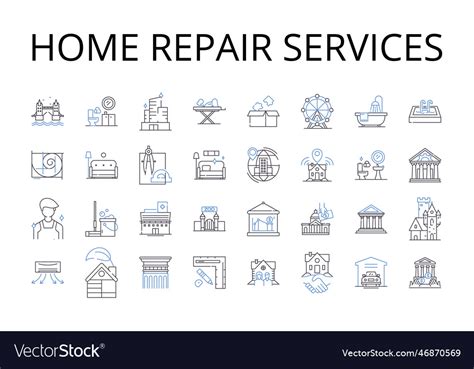 Home repair services line icons collection Vector Image