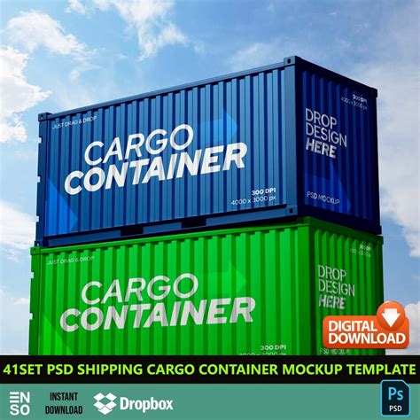 41-Set PSD Shipping Cargo Container Mockup Template Files | PHOTOSHOP ...