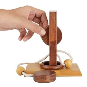 Wooden Rope and Ring 3D Brain Teaser Puzzle | Organic Montessori IQ Gam ...