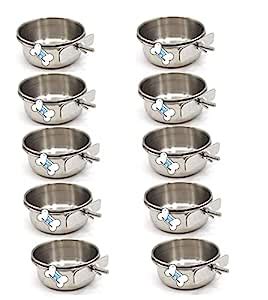 THE DDS STORE Bird Feeding Dish Cup, Parrot Meal Bowl Stainless Steel ...