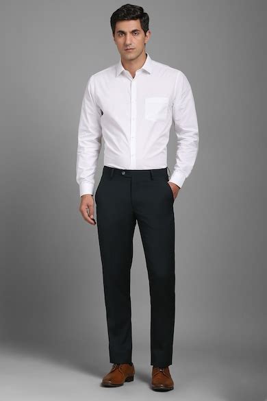 Buy Men Green Textured Flat Front Formal Trousers Online - 39916334 ...