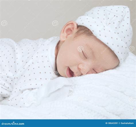 Portrait of Newborn Smiling and Sleeping Baby Stock Image - Image of ...