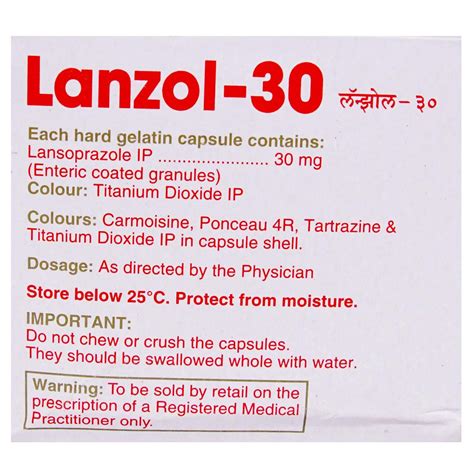 Lanzol 30 Capsule | Uses, Side Effects, Price | Apollo Pharmacy