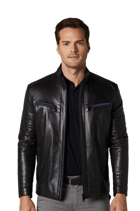 Men's 100 % Real Black Leather Sport Viggo Jacket