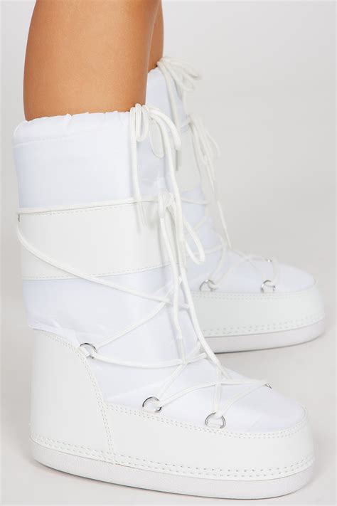 A New Direction Knee High Snow Boots - White | Fashion Nova
