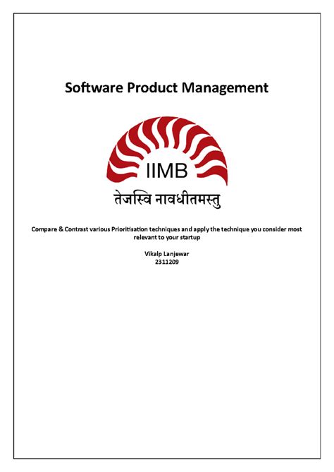 Assignment 3 - Software Product Management: Prioritization Techniques ...