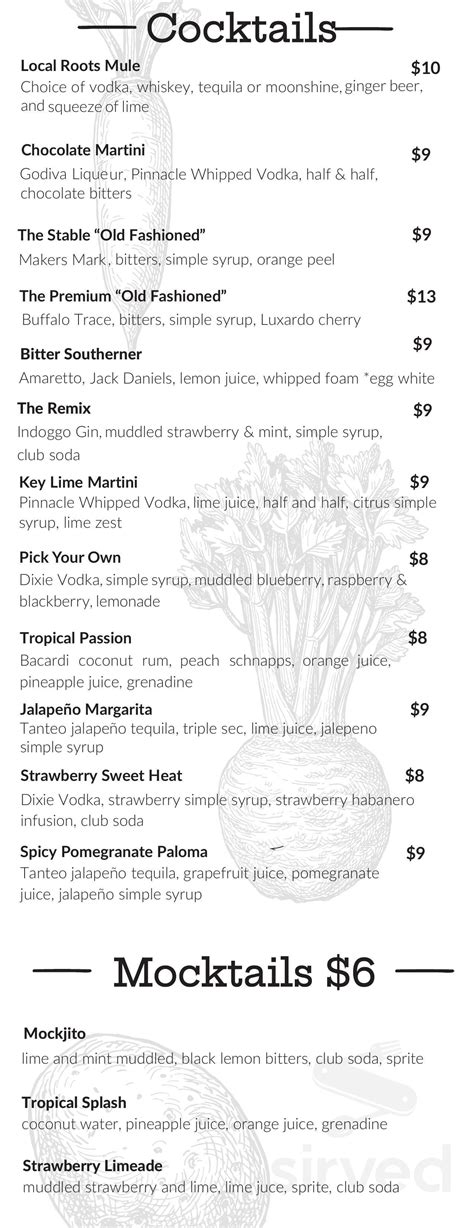 Menu for Local Roots & Provisions in Lincolnton, NC | Sirved