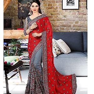 Buy Panash Trends Women's Satin Net Embroidery Work Saree (Black) at ...