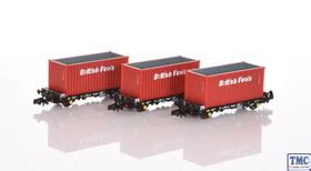 RT-PFA002-E Revolution Trains N Gauge PFA 2 axle container flat British ...