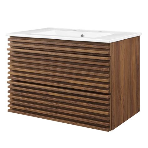 Sink Vanity Cabinet, Wall Mounted, Wood, Brown | Ubuy India