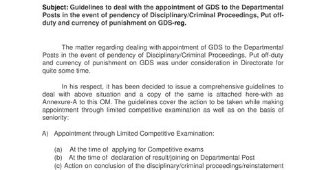 Guidelines to deal with the appointment of GDS to the Departmental ...