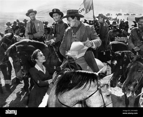 Felicia Farr, Joel, McCrea, on-set of the western film, "he First Texan ...