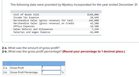 Solved The following data were provided by Mystery | Chegg.com