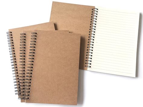 VEEPPO Brown Kraft Paper Cover Small Spiral Lined Notebooks and ...