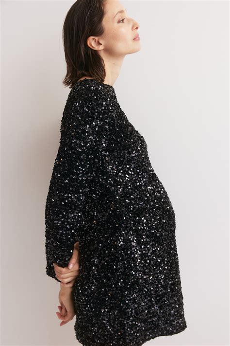 MAMA Sequined deep-back dress - Black - Ladies | H&M IN