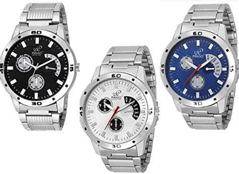 Piraso Analog Black Dial Men's Stainless Steel Watch-32-Bk-Ck : Amazon ...