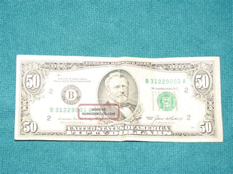 1985 Federal Reserve Fifty 50 Dollar Grant Note Bill B Series