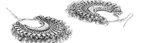 Buy Nityakshi Designer LightWeighted Oxidized Silver Afghani chandbali ...