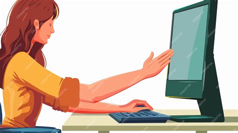 Woman Working On Computer Cartoon 的图像结果