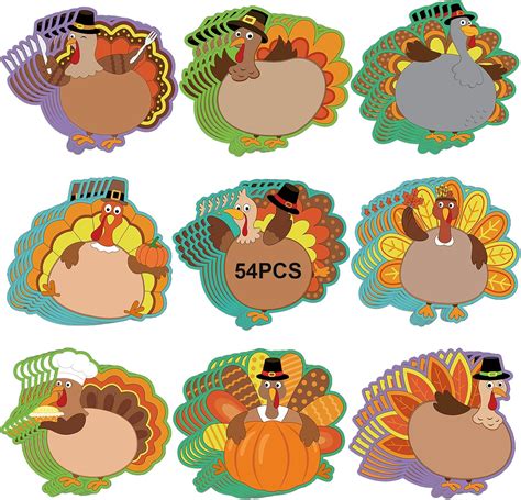 Amazon.com: 54 Pcs Thanksgiving Turkey Cut-Outs Double Printed Fall ...