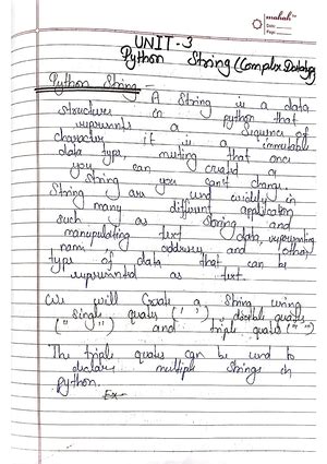 Python U5 Complete Notes ( Rrsimt Classes) - mahak Day Page UNIT Python ...