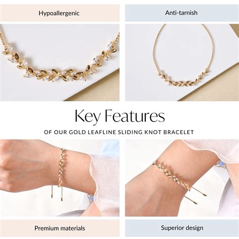 Jewellery Online - Premium Gold Leafline Sliding Knot Bracelet | Nestasia
