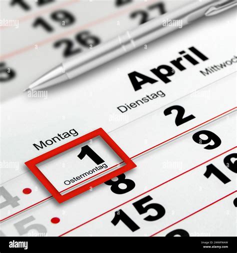 German calendar 2024 April 1 Easter Monday Tuesday Wednesday Stock ...