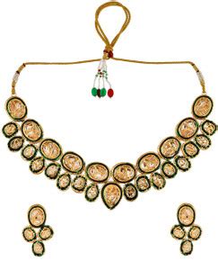 Silvermerc Designs Brass Gold-plated Green Jewellery Set Price in India ...