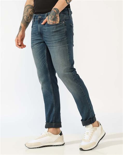 Mid-Rise Tapered Fit Heavy Wash Denim